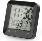 Houkiper Shower Clock Waterproof Bathroom Timer, Digital Shower Timer with Countdown, Suction Cup Clock, LCD Display, Temperature Gauge Wall Clock Touch Screen Waterproof Clock for Bathroom, Black