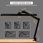 LED Architect Desk Lamp, 4500 Lumens, Dimmable, Metal Swing Arm, 5 Color Temperatures, 50W, Ideal for Task Work, Drafting, Reading, Clamp-on Office Table Lamp with 684 Bright LEDs (Black, CCT)