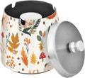 Mushrooms Fox Autumn Pumpkin Ashtray with Lid, Outdoor Ashtrays for Patio, Stainless Steel Ashtray Odorless Smokeless for Home Office Balcony