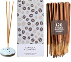 Folkulture Incense Sticks | Set of 120 Insence-Sticks with Holder for Relaxation | Vanilla & Coffee Incense| Organic, Slow Burning & Non Toxic Inscents | Bakery Inspired Sweet Fragrances