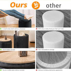 Round Set of 2 Ottoman with Storage-Upholstered Velvet Vanity Stool for MakeupMultifunctional Ottomans Coffee Table Padded Seat Foot Rest for Living Room&Bedroom (Black)