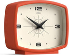 JONES CLOCKS® Film Desk Clock | Retro Rectangular Design | Orange | Retro Design, Blending mid Century Style with a Punchy Modern Finish for Shelf, Table, Mantel or Bedside