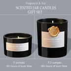2-Pack Set Sandalwood Scented Candles for Men, Luxury Aromatherapy Candles for Home Scented, Natural Soy Fragrance Black Jar Candles, Gift for Men, Father, Husband