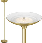 30W Torchiere Floor Lamp Gold, 3600LM Bright Stepless Dimmable Floor Lamp, 71 Inch LED Standing Lamp 3000K, Rotary Switch, I Inch Thick Pole, Tall Metal Torch Floor lamps for Living Room/Bedroom/Den