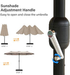 15ft Large Patio Umbrellas with Base Included, Outdoor Double-Sided Rectangle Market Umbrella with Stand, Outside Umbrellas for Poolside Lawn Backyard