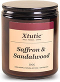 Soy Candle Gifts for Women & Men - 7oz Brown Scented Candle,50-Hour Burn Time,Aromatherapy Jar for Home Decor,Relaxing Ambiance in Bedroom & Office(Saffron Sandalwood)