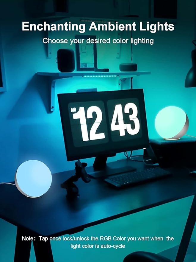 EASEMO Table Lamp Ambient Lighting for Bedroom, Bedside Lamp, LED Touch Lamp with Charger, Desk Lamp Dimmable Bedside Nightstand Night Lamp with RGB Multicolor for Kids Room (Red, Green, Blue)