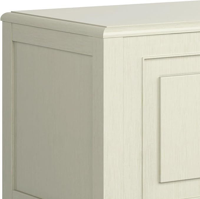 SIMPLIHOME Connaught Storage Bench - 51 inch Wide Solid Wood Trunk Bench in Antique White, Traditional Bench for Entryway with Lift-Up Lid and 3 Hidden Compartments