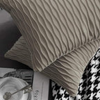 Tan Throw Pillow Cases 12x20: 2 Pack 12x20 Inch Original Striped Velvet Rectangular Decorative Pillow Covers for Farmhouse Couch