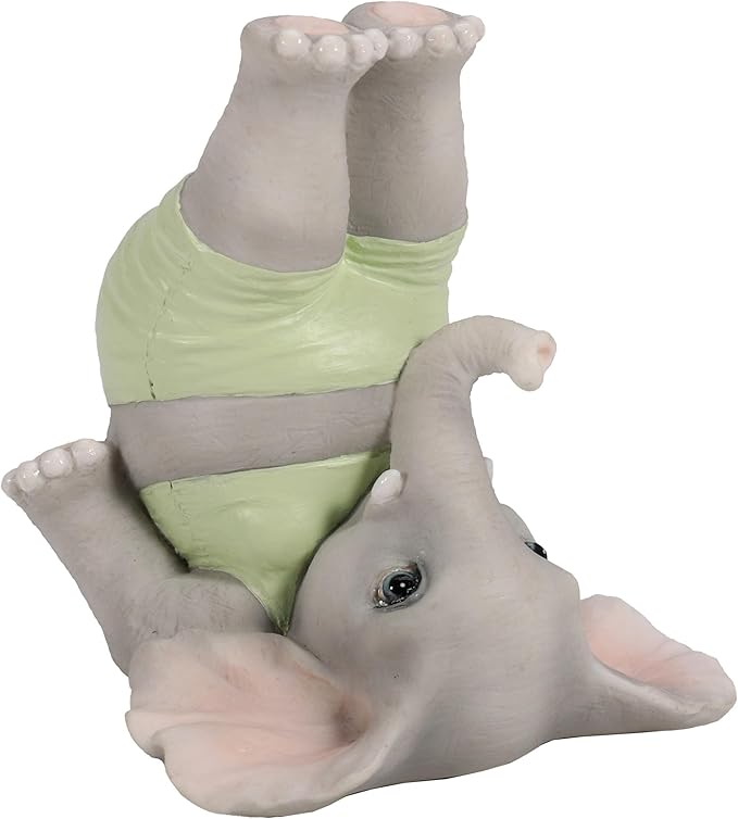 Veronese Design 3 1/2 Inch Yoga Elephant Headstand Pose Resin Figurine Hand Painted Animal Collectibles