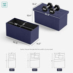 FDW 30 Inches Folding Storage Ottoman Bench, End of Bed Foot Rest Stools Ottoman Storage Chest, Holds up to 660 lb, for Entryway, Living Room, Bedroom, Blue