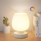 Cordless Touch Bedside Table Lamp, Rechargeable Battery Operated Desk Lamps with 8 RGB Colors, Dimmable Small Glass Nightstand Light for Living Room Bedroom Kitchen Counter