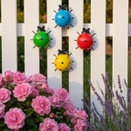 Cute Colorful Ladybug Metal Garden Decor, Set of 4 Outdoor Yard Art, Lawn Ornaments, Fence & Patio Wall Sculptures, for Mom, Housewarming