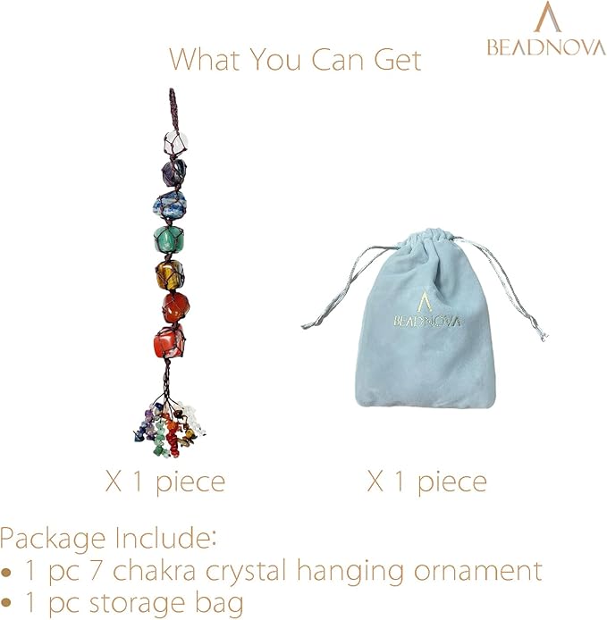 BEADNOVA 7 Chakra Decor Crystal Car Hanging Ornament Reiki Gifts Spiritual Gifts Feng Shui Ornament Zen Wall Decor for Home Decoration Yoga Meditation Car Decoration