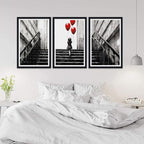 Novatique Banksy Canvas Wall Art Modern Teen Graffiti Wall Decor Abstract Girl and Balloon Painting Street Art Posters for Living Room,24" x 36" x 3pcs
