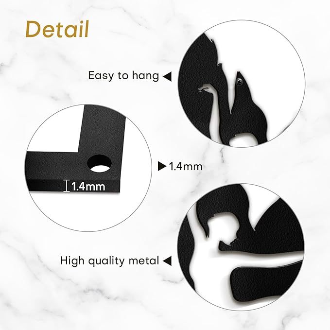 SIGNLEADER Metal Wall Art Decor Angel Minimalist Modern Abstract Wall Sculpture Hangings Home Decoration for Living Room, Bedroom, Bathroom, Kitchen, Outdoor - 24" Black