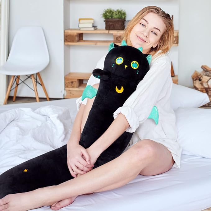Mewaii Long Cat Plush 5 Sizes, 120% Extra Filling Giant Plushness Kids Body Pillow, Kawaii Cute Big Eyes Cat Stuffed Animals Plushies, Big Long Body Pillow Cat Plush Gift for Girls 44”