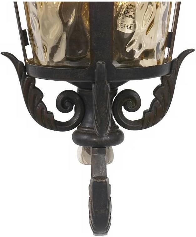 John Timberland Casa Marseille Rustic Industrial Outdoor Wall Light Fixture Warm Bronze Scroll 27 1/2" Hammered Glass for Exterior House Porch Patio Outside Deck Garage Yard Front Door Garden Home