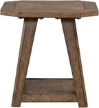 Liberty Furniture Carolina Park Octagonal End Table for Living Room - Amber Brown Oak