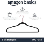 Amazon Basics Slim, Velvet, Non-Slip Suit Clothes Hangers, Black/Rose Gold - Pack of 100