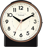 4.3" Retro Analog Alarm Clock, Vintage Decor, No Ticking Silent, Easy to Set, Gradual Rise Alarm, On/Off Switch on Side, Gentle Wake, Snooze, Lighted on Demand, Battery Operated, Retro Black