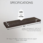 Urban Legacy Reclaimed Barnwood Planks | Floating Shelves for Wall w/Flush Mount Shelf Bracket Set Included | Set of 2 (Coffee Bean, 30"x7"x 2")