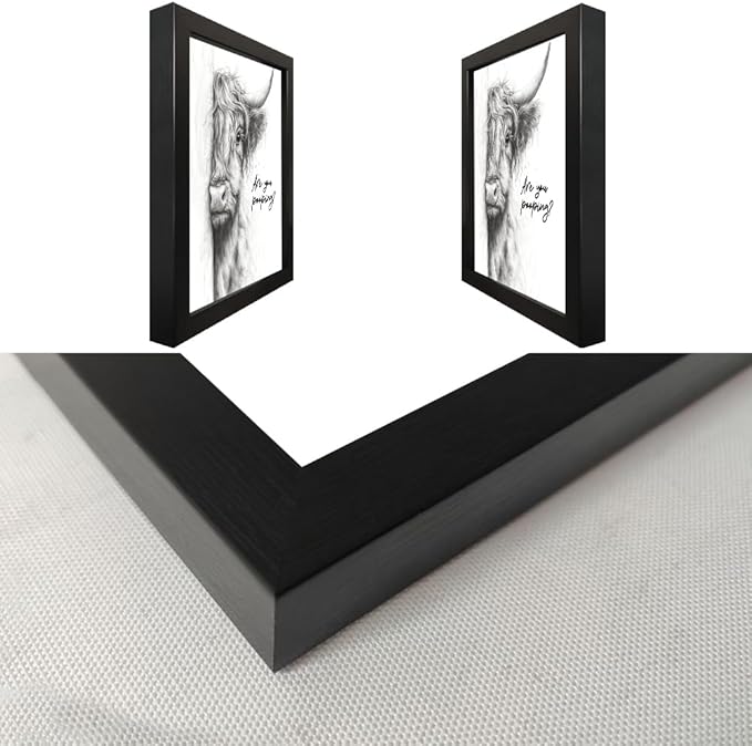Gongyuanyihao Arts Funny Highland Cow Bathroom Wall Art with Black Frame, Are You Pooping Sign for Farmhouse Restroom Decor, Rustic Humorous Canvas Print Painting Ready to Hang 11"x14"