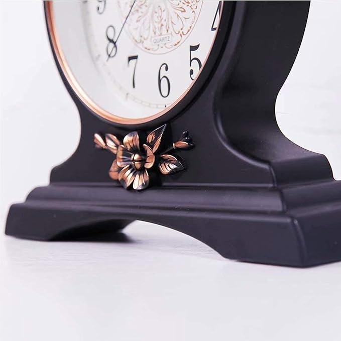 Silent Movement Mantel Clock - Elegant Vintage Home Décor for Office, Desk, Fireplace, Shelf - HD Glass Lens for Classic Style and Accurate Timekeeping