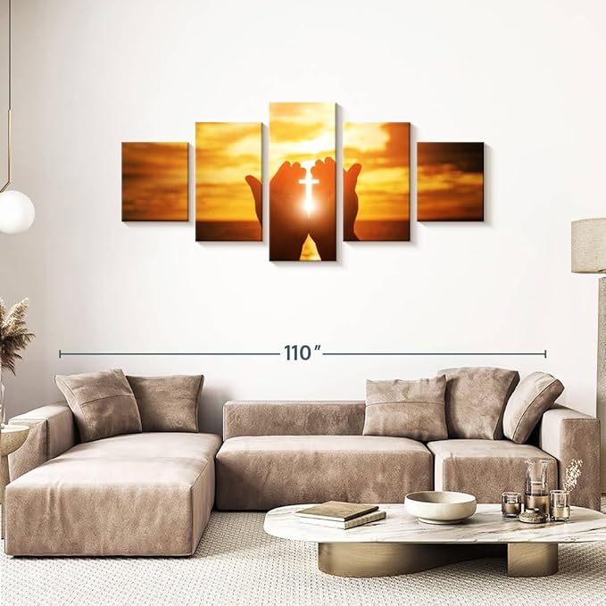 Elephant Stock Religion Wall Art Multi Piece Canvas - 5 Panel Christian Pictures Decor - Digital Design Canvas Print - Christian Wall Decor - 80" X 36"