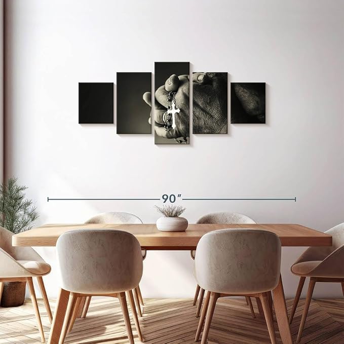 Elephant Stock Christian Prayer Canvas - 5 Panel Pictures Decor - Digital Design Canvas Print - Christian Wall Decor - 68" X 30"