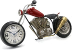 Vintage Motorcycle Desk Clock, Red, Battery Operated, 17.3 in L, 2.5 in W, 7.8 in H