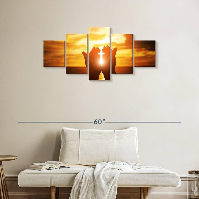 Elephant Stock Religion Wall Art Multi Piece Canvas - 5 Panel Christian Pictures Decor - Digital Design Canvas Print - Christian Wall Decor - 42" X 19"