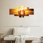 Elephant Stock Religion Wall Art Multi Piece Canvas - 5 Panel Christian Pictures Decor - Digital Design Canvas Print - Christian Wall Decor - 42" X 19"