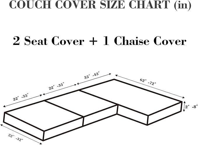 Sofa Covers Couch Covers for Sofa Pet Friendly Couch Cushion Covers Universal Sofa Covers Washable Stretch Slipcovers for Sectional Sofa (Texture Light Gray, 2 Seats + Chaise Cover)