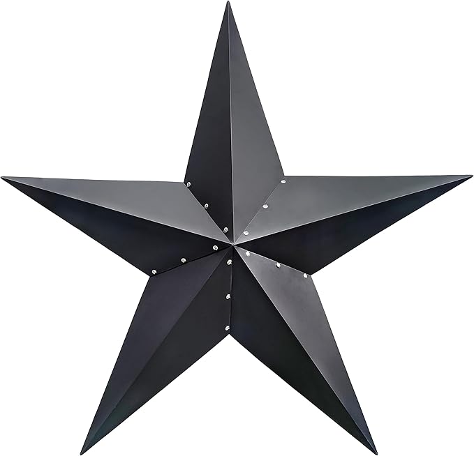 JoyEvy 48" Large Barn Star-Black Barn Star Outdoor Decoration-Metal Stars for Outside Texas Stars Art Rustic Vintage Western Country Home Farmhouse Primitive House Decor- Primitive Wall Décor