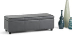 SIMPLIHOME Avalon Storage Ottoman Bench - 48 inch Wide Upholstered Vegan Leather Rectangular Lift-Top Ottoman in Stone Grey, Contemporary Storage Bench for Living Room with High-Density Foam