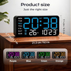 Multifunctional Decorative Led Digital Wall Clock,Large Digital Clock Shows Time,Date,Temperature,Auto Brightness Adjustment,Dual Alarms,Electronic Clock for Livingroom (Orange lamp with white shell)