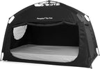 Indoor Instant Privacy Bed Tent for Sleeping,Quick Set-up Bed Canopies,Portable Bed Drapes with Large Space and 3 Doors (Black, Full)