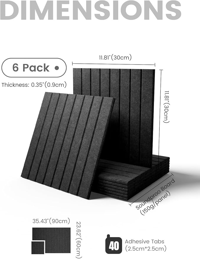 Fluxynara Large Felt Bulletin Board 36" x 24" Cork Board Alternative-6 Pack with 40 Safe Removable Adhesive Tabs, Cork Boards for Walls Cork Board for Home Office Classroom Pin Board (Charcoal Gray)
