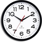 Atomic Wall Clock 14 Inch, Modern Clock Battery Operated Classic Analog Decorative for Kitchen, Living Room, Office, Bedroom, Bathroom (Black)