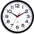 Atomic Wall Clock 12 Inch, Modern Clock Battery Operated Classic Analog Decorative for Kitchen, Living Room, Office, Bedroom, Bathroom (Black)