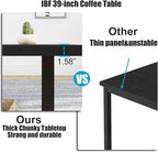 IBF Modern Black Coffee Table, Minimalist Industrial Wooden Center Table, Simple Farmhouse Rectangle Living Room Table, Wood and Metal Cocktail Coffee Table for Home Bedroom Office, Black Oak, 47 Inch