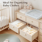 DIMJ Drawer Organizers Clothes, Set of 16 Dresser Organizer Bins, Fabric Closet Organizers and Storage, Shallow Drawer Dividers for Nursery, Clothing, Baby Clothes, Socks, Underwears, Tie (White)