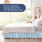 Wrap Around Dust Ruffle Bed Skirt - Light Blue - Twin/Twin XL Size Beds with 24 Inch Drop - Elastic Strap - Adjustable Pleated Bedskirt with Brushed Fabric and Wrinkle Free - Women, Men, Kids & Teens