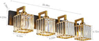 Modern Bathroom Vanity Light 4-Lights Black Gold Crystal Wall Lamp Bathroom Modern Crystal Vanity Lighting