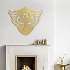 SIGNLEADER Metal Wall Art Decor - Soccer Trophy with Wings Minimalist Modern Abstract Wall Sculpture Hanging Home Decoration for Living Room, Bedroom, Bathroom, Kitchen, Studio, Outdoor - 24" Gold