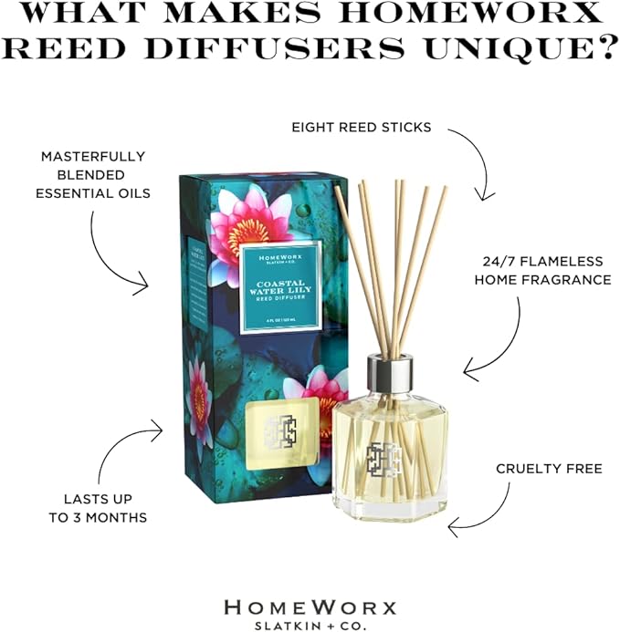 HomeWorx by SLATKIN + CO. Coastal Water Lily Reed Stick Diffuser
