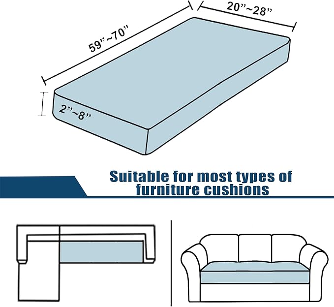 Waterproof Couch Cushion Covers Sofa Seat Cover, Stretch Sofa Cushion Slipcovers for Sectional Sofa, Reversible Furniture Protector Covers for Kids Pets, Washable(Large, Grey)