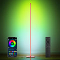 Luckystyle Smart RGB Corner Floor Lamp,Bright LED Tall Modern Floor Lamp with APP and Remote,Ambient Lighting Color Changing Standing Lamps with Music Mode and Timing for Living Room,Bedroom Rose Gold