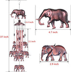 Garden Elephant Wind Chimes Outdoor Indoor Decor - With 4 Tubes 6 Bells 7 Elephants Wind Chime, Mobile Wind Catcher, Elephant Windchimes for Home, Mom Gifts, Balcony, Tree, Festival, Garden Decoration